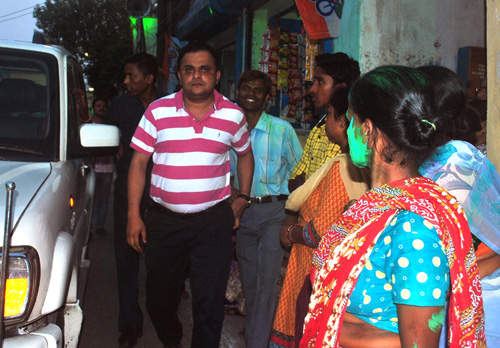 TMC supporters celebrate in front of CM's residence