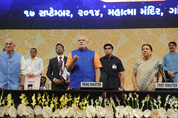 Narendra Modi taking blessing of his mother