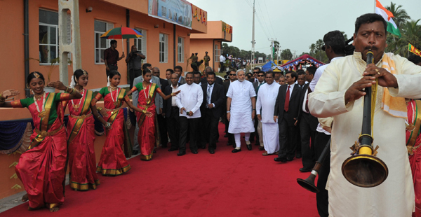 Modi flagging off the Talaimannar-Madu Road train, in Sri Lanka 