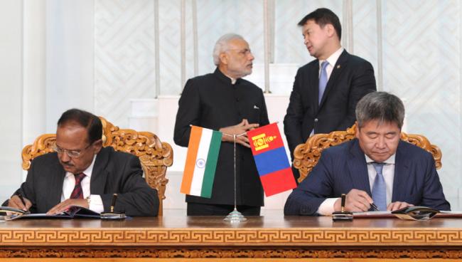 Narendra Modi and the Prime Minister of Mongolia