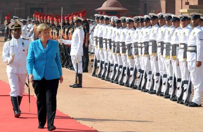 The German Chancellor, Dr. Angela Merkel with the Prime Minister, Narendra Modi,