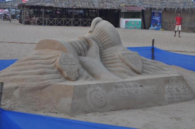 Sand Art created on the Goa beach for ISL 2 Grand Finale