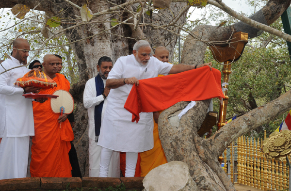  Modi received by the dignitaries, at Anuradhapura helipad, Colombo, in Sri Lanka 