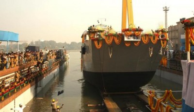 Landing craft utility ship for Indian Navy launched at GRSE
