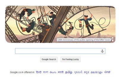 Google doodle to mark opening of  Eiffel Tower