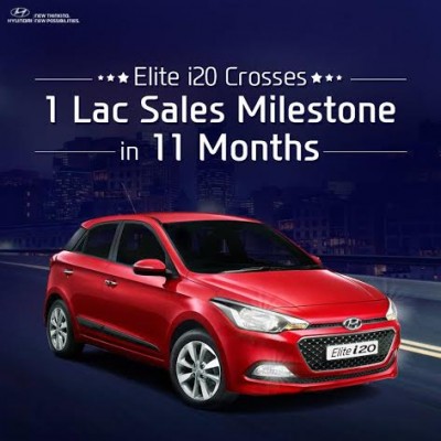 Hyundai Elite i20 "Super Performer Brand" achieves 1 lac milestone in 11 months