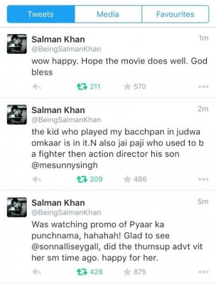 Salman Khan wishes the cast of 'Pyaar Ka Punchnama 2'