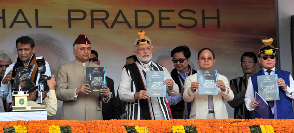  Modi flagging off the AC express between Naharlagun and New Delhi, at Itanagar, in Arunachal Pradesh 