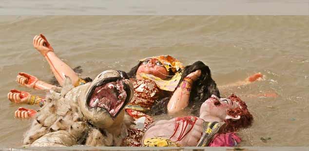 Revellers bid adieu to Goddess Durga on Maha Dashami