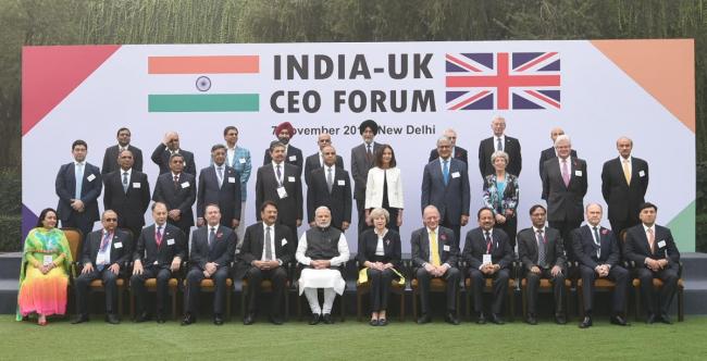 Narendra Modi meeting the Prime Minister of United Kingdom