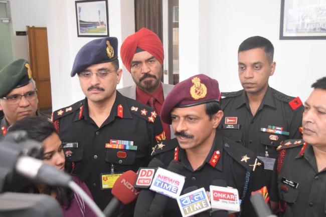 Major General R Nagraj, MGGS, HQ Eastern Command briefing the media