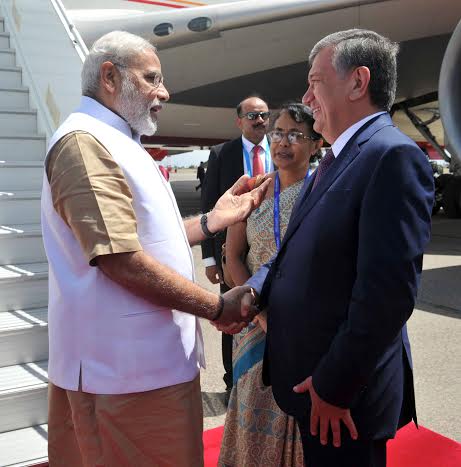 Narendra Modi arrives at Tashkent International Airport