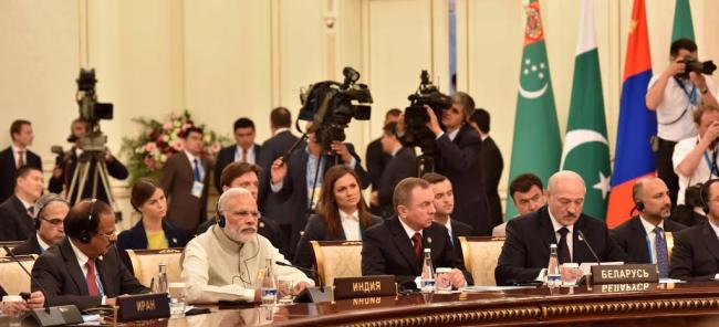 Narendra Modi in a group photograph