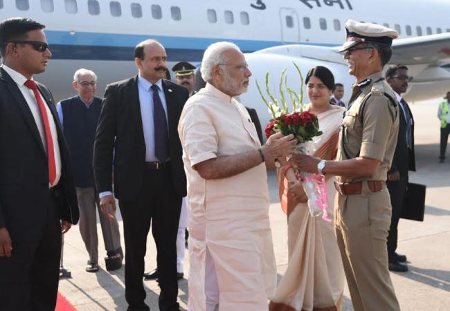  Narendra Modi arrives at Sardar Vallabhbhai Patel International Airport