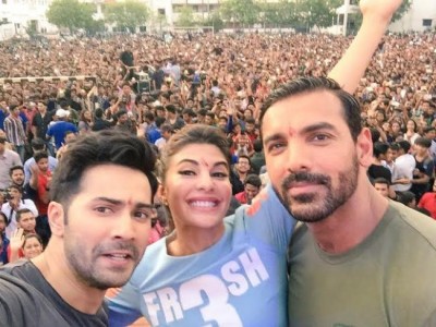 John, Varun, Jacqueline visit Nagpur to promote Dishoom