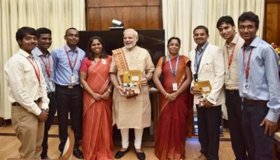 Students involved in building satellite Sathyabamasat calls on PM Modi