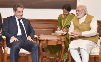 Nicolas Sarkozy meets PM Modi, Sushma Swaraj