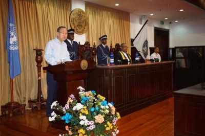 In Seychelles, Ban calls for global action on climate change and easing humanitarian suffering