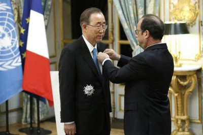 In Paris, Ban hails support of France during his tenure as UN chief