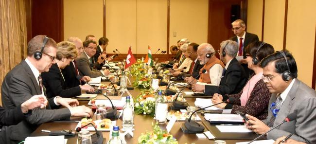 Narendra Modi arrives at Geneva International Airport