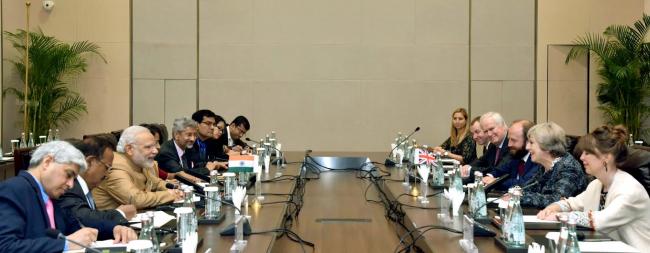 Narendra Modi meeting the Prime Minister of United Kingdom
