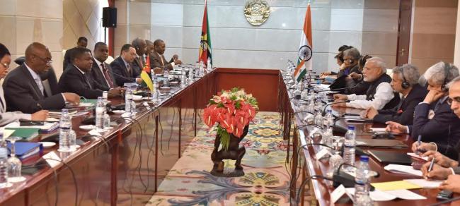 Narendra Modi arrives at Maputo