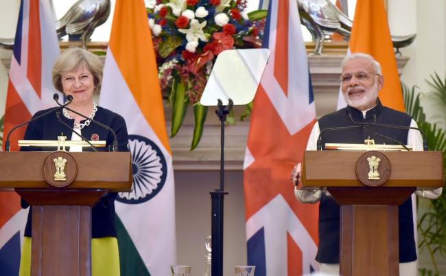 Narendra Modi meeting the Prime Minister of United Kingdom