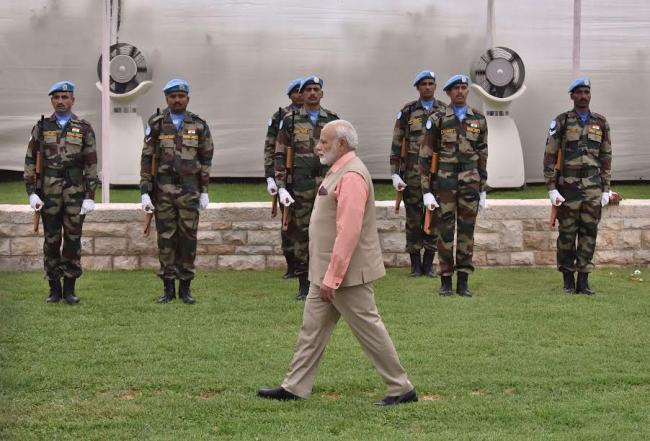 Narendra Modi at the Indian cemetery at Haifa
