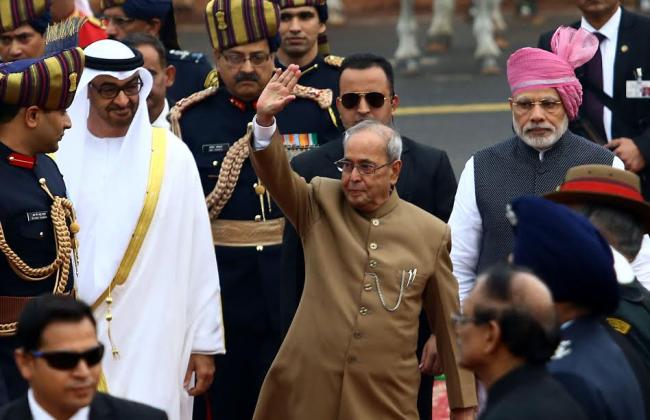 VVIPs arriving at saluting dais on the occasion of 68th Republic Day Parade