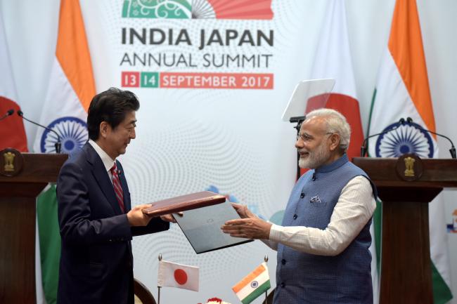 Nrendra Modi, Shinzo Abe deliver joint press statement in Gandhinagar