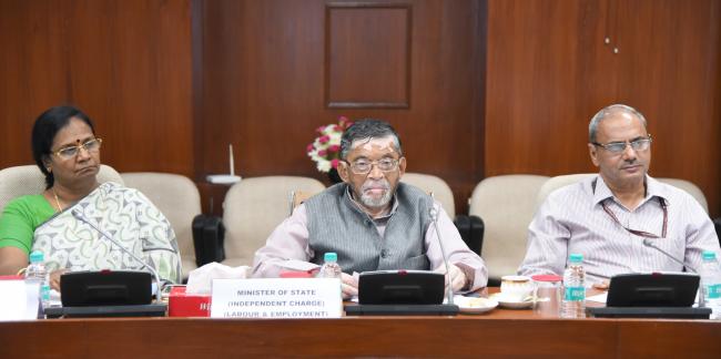 Minister of State for Labour and Employment Santosh Kumar Gangwar chairs meeting in Delhi