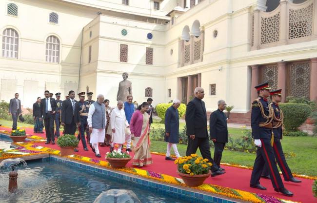 Narendra Modi delivering his statement to media ahead of Budget Session of Parliament