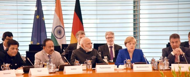 Narendra Modi accorded ceremonial welcome at German Chancellery, in Berlin, Germany