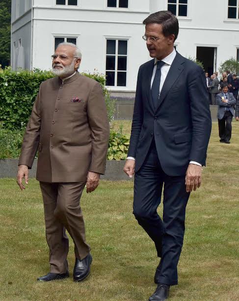 Narendra Modi arrives at Amsterdam