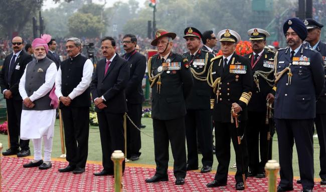 VVIPs arriving at saluting dais on the occasion of 68th Republic Day Parade