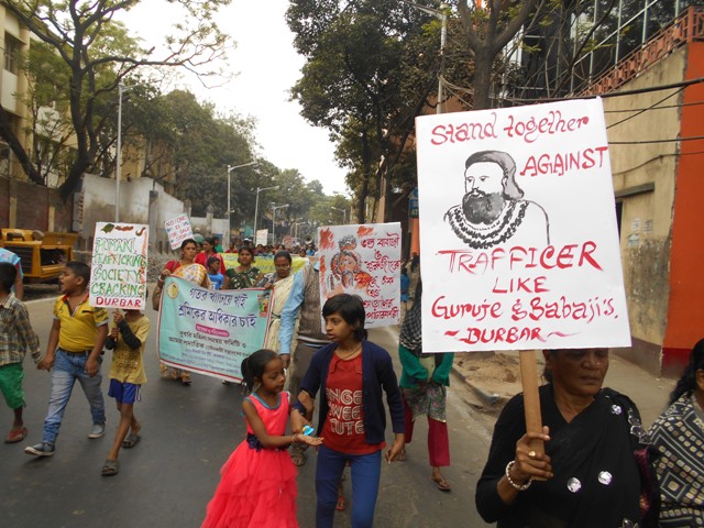 Kolkata sex workers march to protest sexual violence by godmen