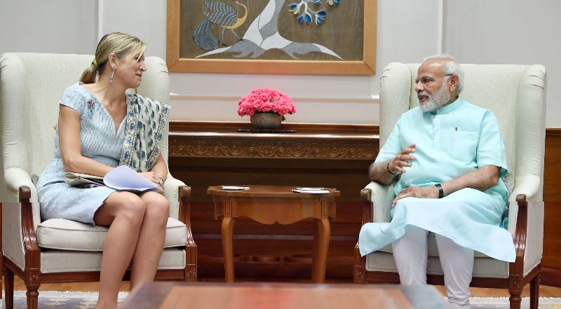 Modi  meets Queen Maxima of the Netherlands 