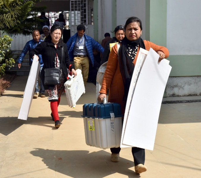 Polling officials in Dimapur