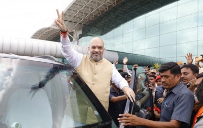 Amit Shah arrives Hyderabad to discuss BJP strategy in Telangana election