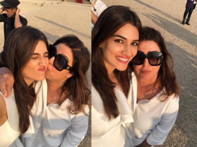 Kriti Sanon having fun with Farah Khan in Housefull 4 sets, shares images