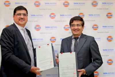Tata Motors and Gulf Oil inked an agreement to launch a co-branded lubricant range for its passenger vehicles in India