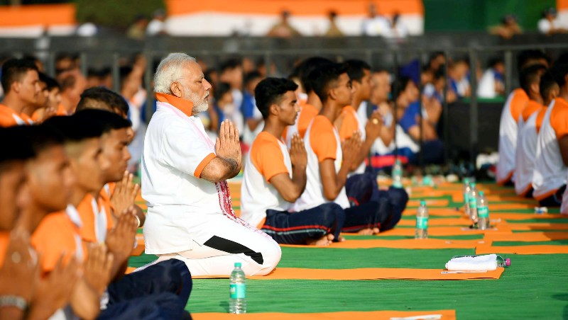  PM Modi performs Yoga on International Yoga Day in Dehradun