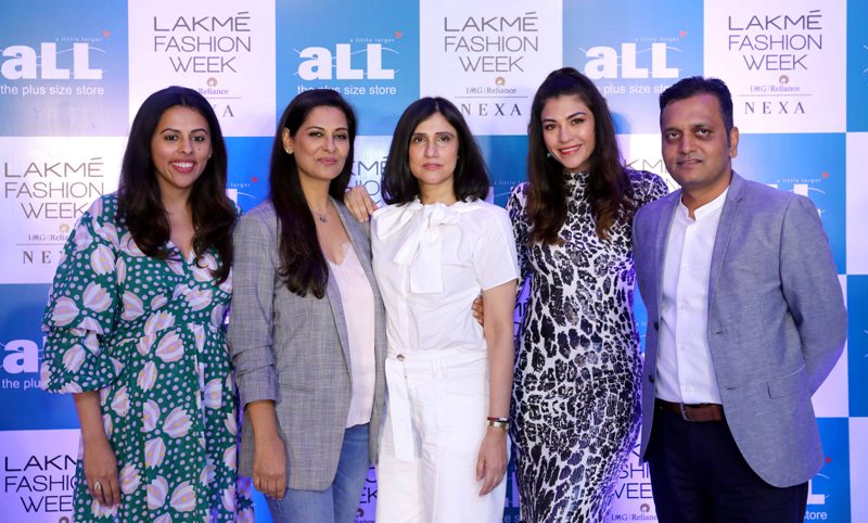 Contestants pose at Lakme Fashion Week in New Delhi
