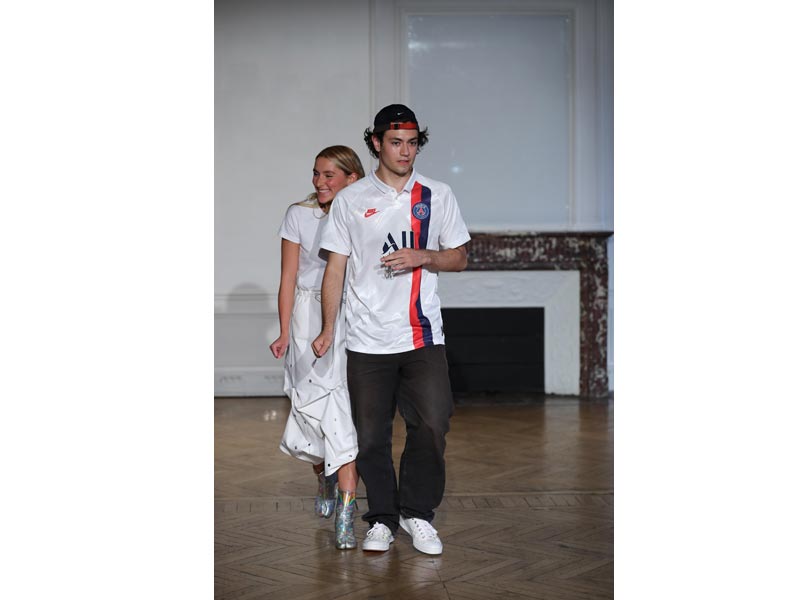 Models walk for designer Afterhomework in Paris Fashion Week