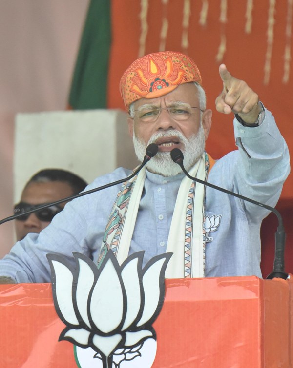 PM Modi at an election rally in Darbhanga, Bihar