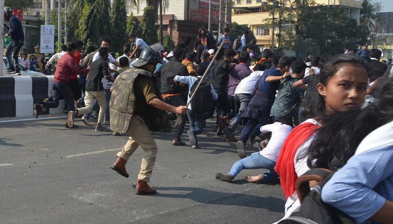 Students protesting against CAB in Guwahati 