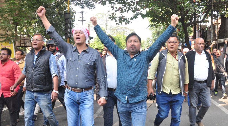 Assamese actress shouts slogans while protesting against CAB