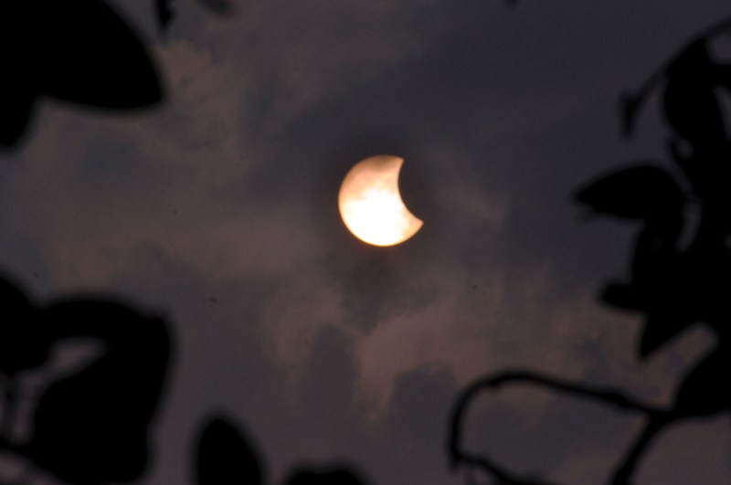 Partially eclipsed Sun on solar eclipse day in Kolkata