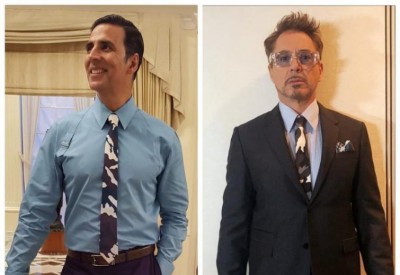 Akshay Kumar wears same camouflage tie as Robert Downey Jr, shares image on social media 