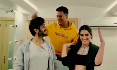 Kriti, Kartik jive with Akshay Kumar to 'Poster Lagwa Do' remix